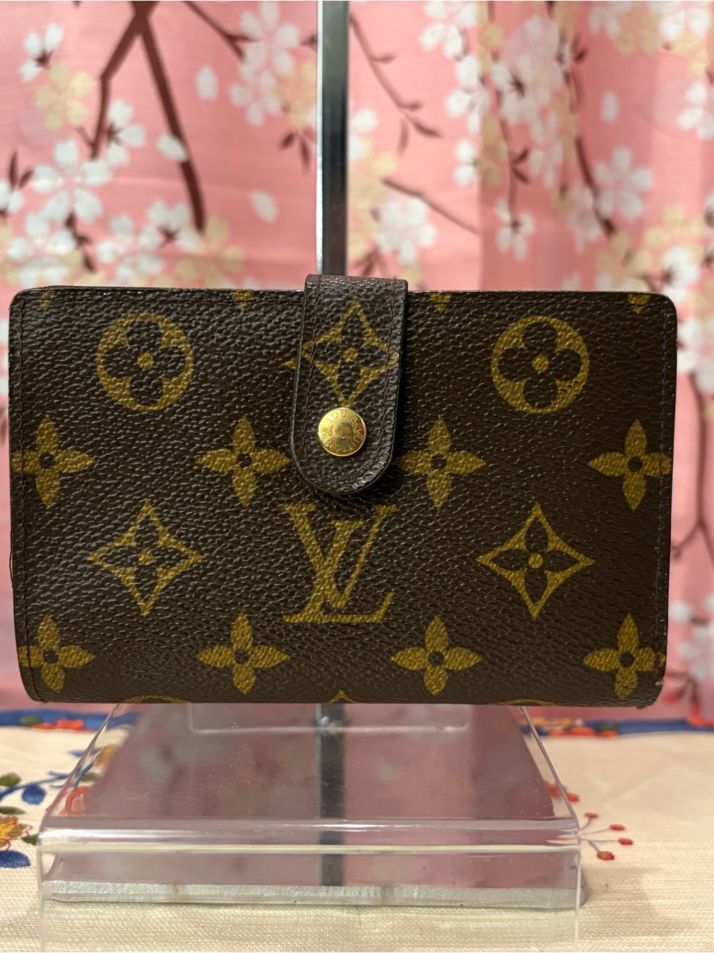 Louis Vuitton Monogram French Purse Kiss-Lock Medium Wallet 2001 Vintage Auth